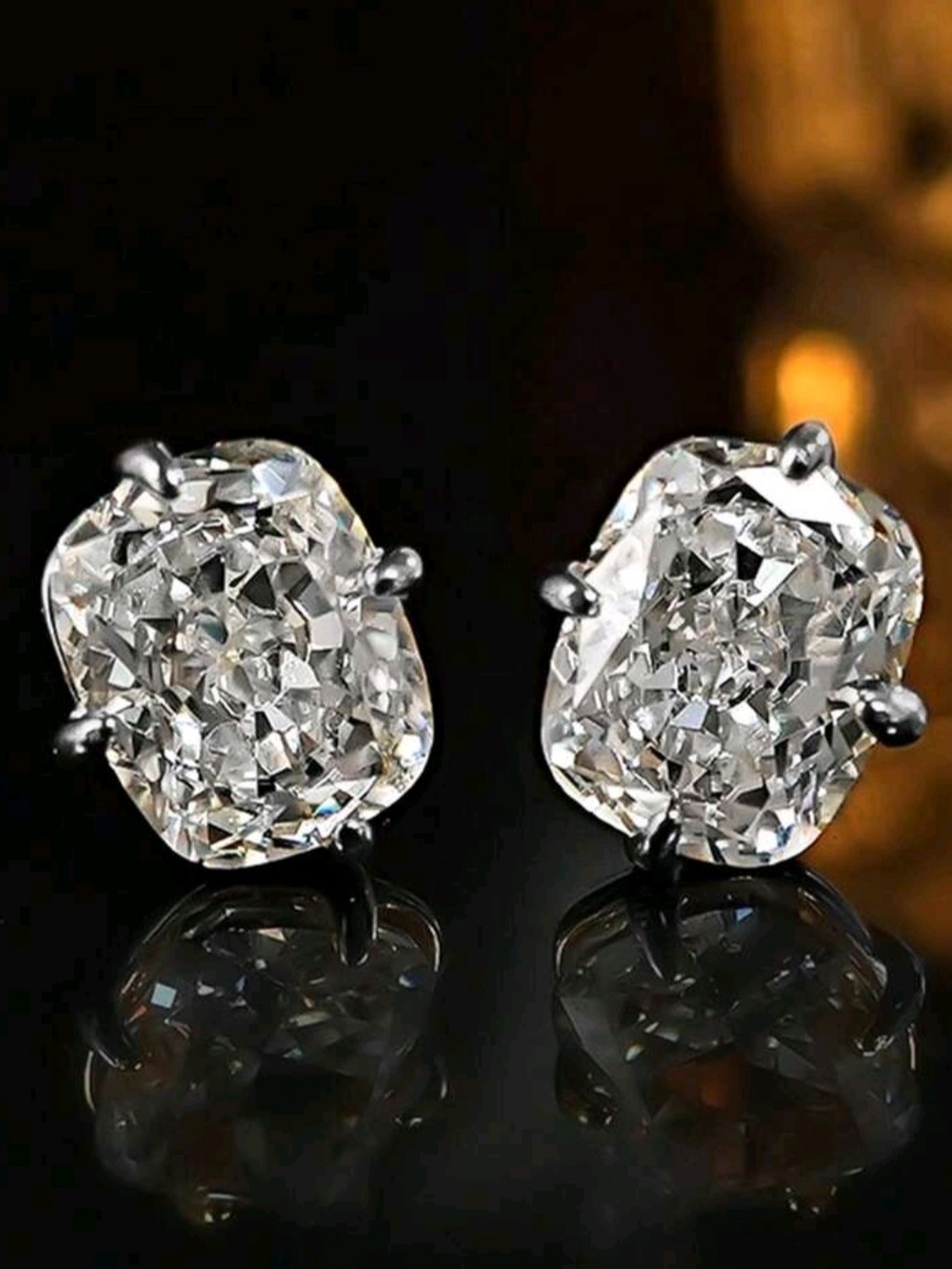White Rhodium Tourmaline Cushion Stud Earrings